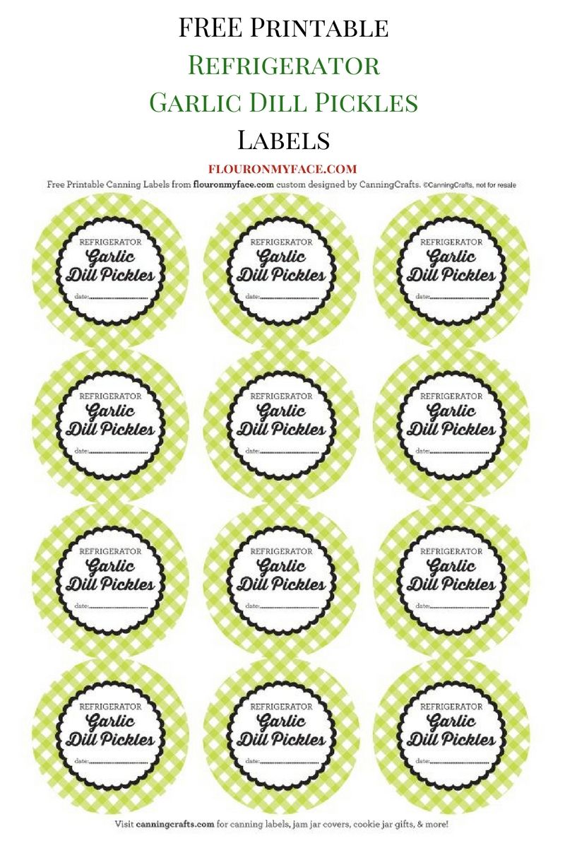 FREE Printable Refrigerator Garlic Dill Pickles Canning Labels Inside Canning Labels Template Free