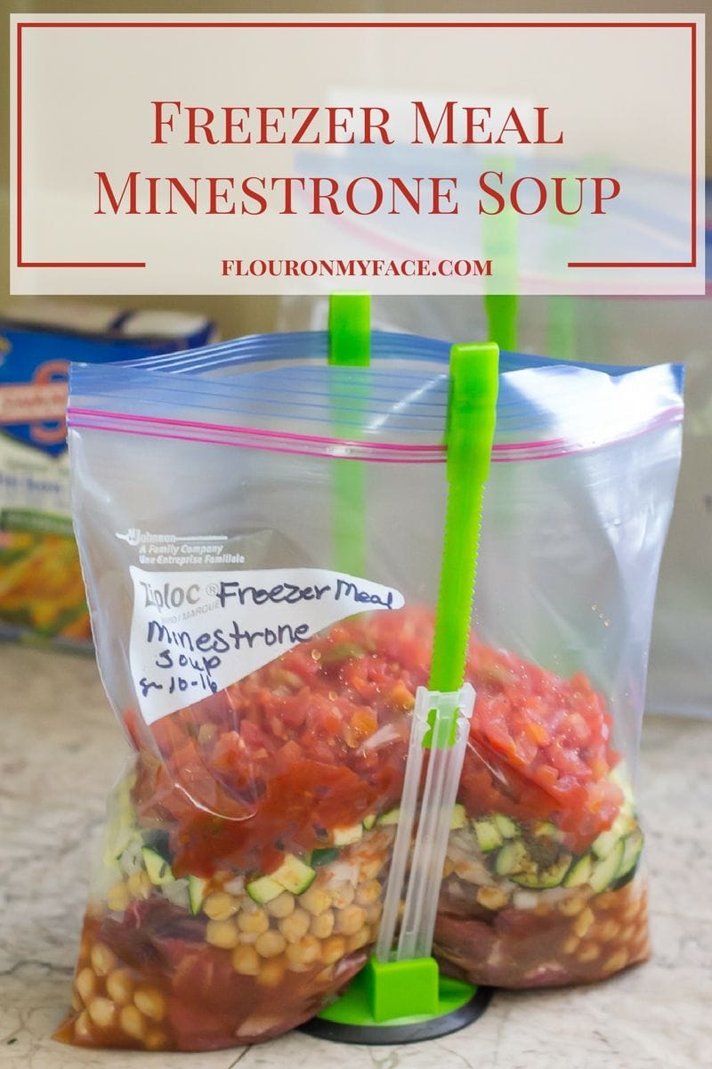 Freezer Meals: Minestrone Soup recipe you can make in the crock pot or on the stove. Instructions for both cooking methods included via flouronmyface.com