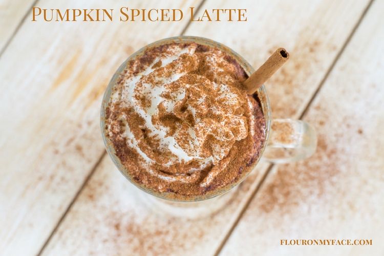 Serve each cup of Pumpkin Spice Latte with whipped cream, a sprinkle of pumpkin pie spice and a cinnamon stick via flouronmyface.com