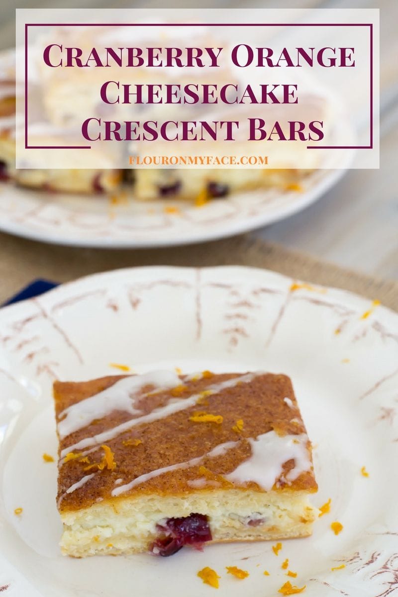 Cranberry Orange Cheesecake Crescent Bars recipe is a perfect holiday dessert recipe via flouronmyface.com easy to make with Pillsbury Crescent rolls #ad 