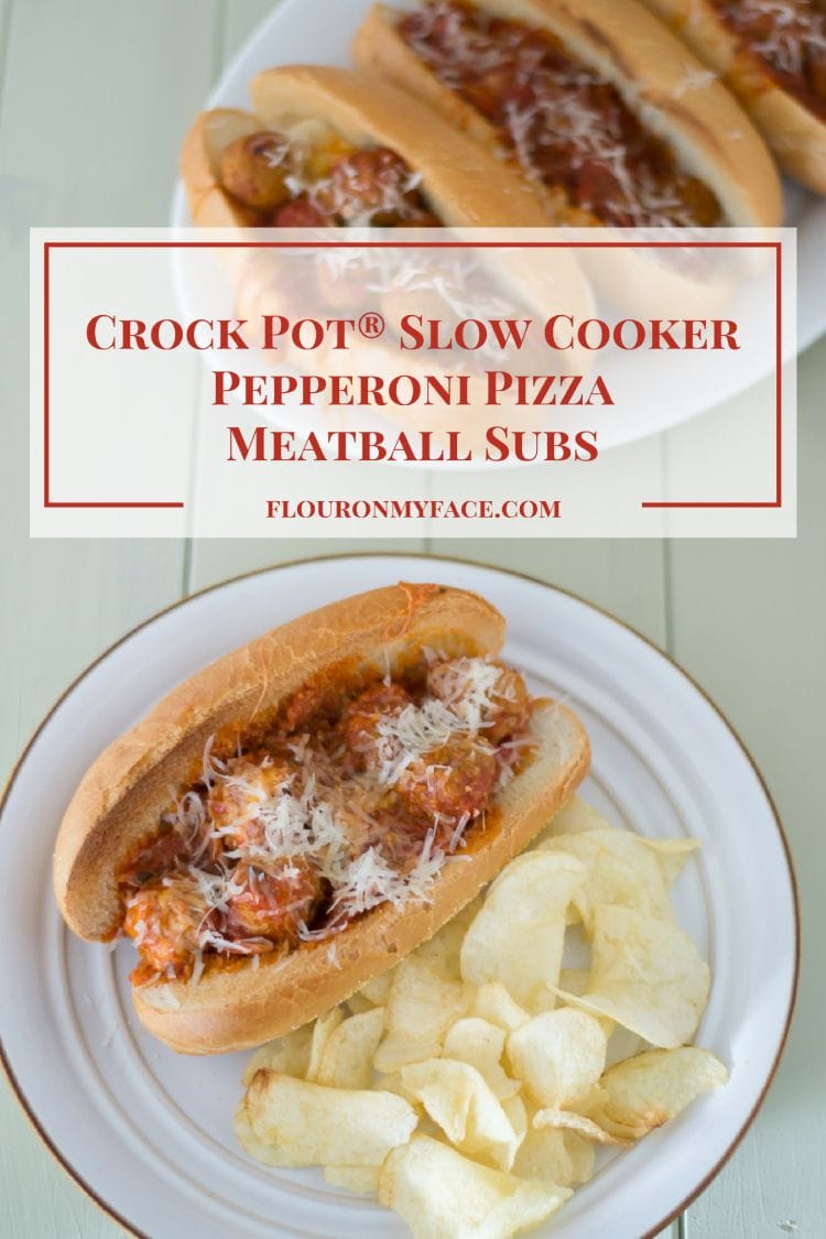 Crock Pot® Slow Cooker Pepperoni Pizza Meatball Subs are a football fans dream come true on game day via flouronmyface.com #ad #crockpotrecipes