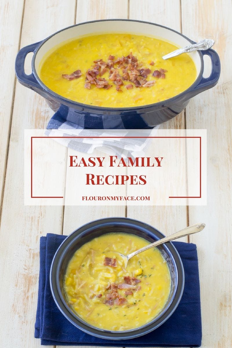 Easy Fall family recipes like this Squash Corn Chowder is a great recipe to get the kids cooking via flouronmyface.com #ad #FallFamilyCooking