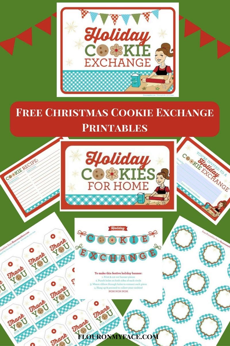 Free Christmas Cookie Exchange Printables pack for the readers of flouronmyface.com. You can download each individal Cookie Exchange printable or download the entire pack. Print these free cookie exchange printables at home.