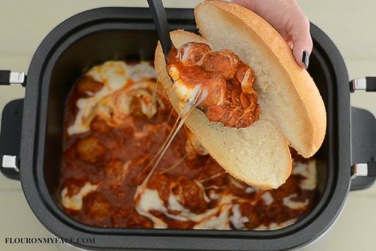 Crock Pot Slow Cooker Meatball Subs recipe via flouronmyface.com #ad #crockpotrecipes