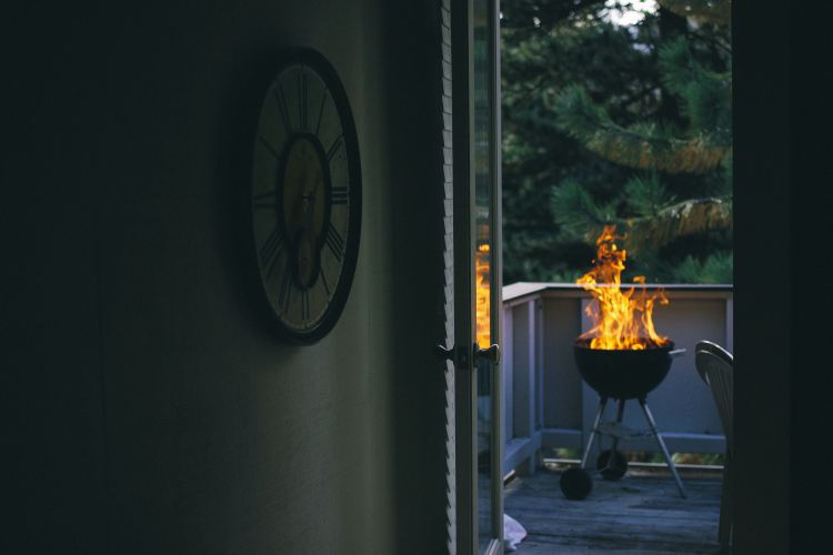 A fire pit or bbq grill can add warmth to the patio during fall or winter via flouronmyface.com