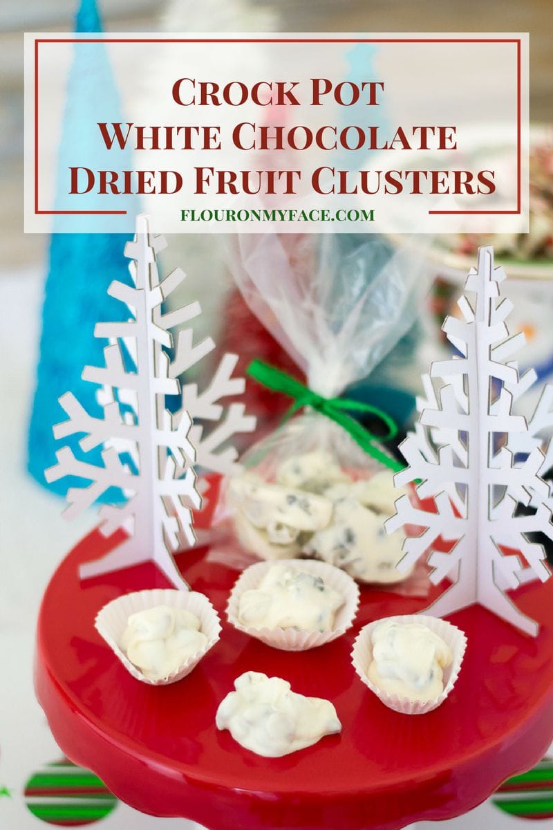 Crock Pot White Chocolate Dried Fruit Clusters recipe via flouronmyface.com