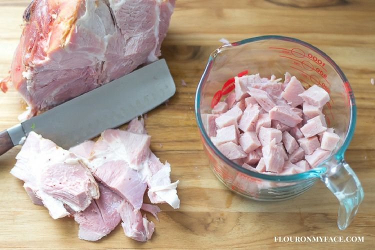 Cube your leftover ham to use in soup, salad and casserole recipes via flouronmyface.com 