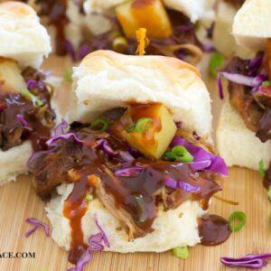 Crock Pot Slow Cooker Pineapple Pulled Pork recipe via flouronmyface.com