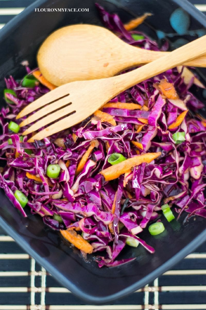 Red Cabbage Asian Slaw Recipe via flouronmyface.com