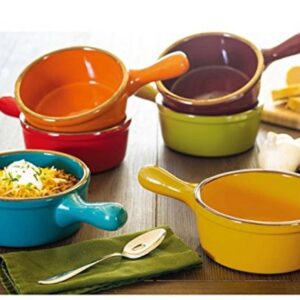 6 Piece Set of Stoneware Soup Bowls with Handles