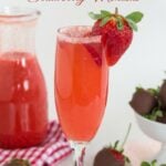 Fresh Strawberry Mimosas recipe is the perfect way to surprise your sweetheart on Valentines Day. Serve him or her a tray with chocolate covered strawberries and this Strawberry Mimosas recipe for breakfast or brunch