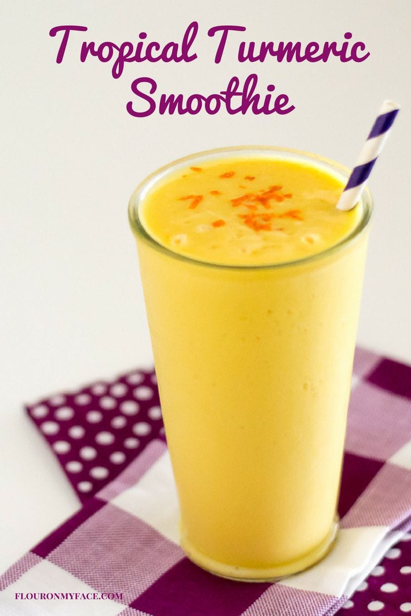 Tropical Turmeric Smoothie recipe made with coconut milk via flouronmyface.com