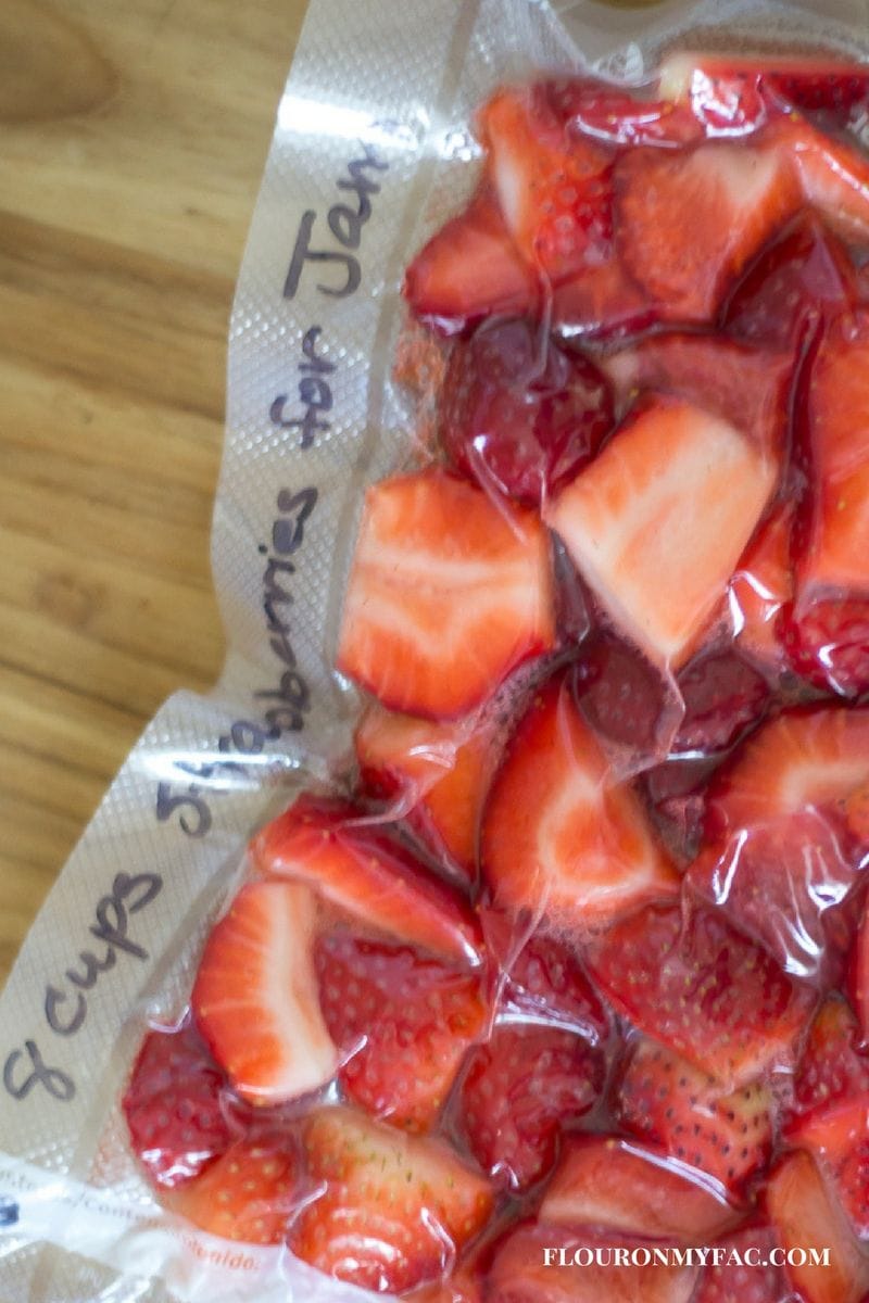 FoodSaver premeasured fresh strawberries for jam