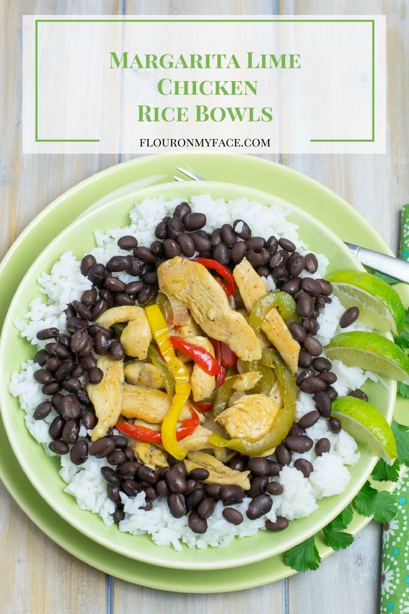 Margarita Lime Chicken Rice Bowls via flouronmyface.com