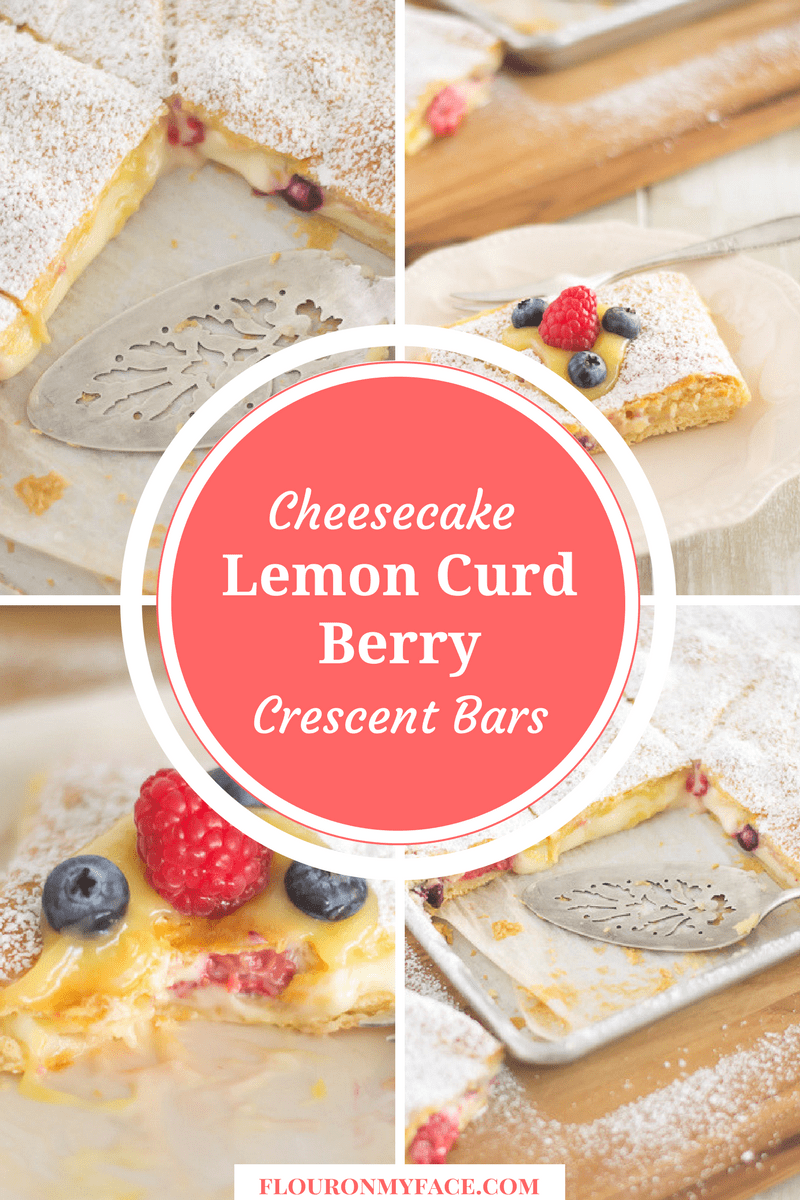 Cheesecake Lemon Curd Berry Crescent Bars recipe is easy to make with Pillsbury Crescent Rolls via flouronmyface.com #ad 