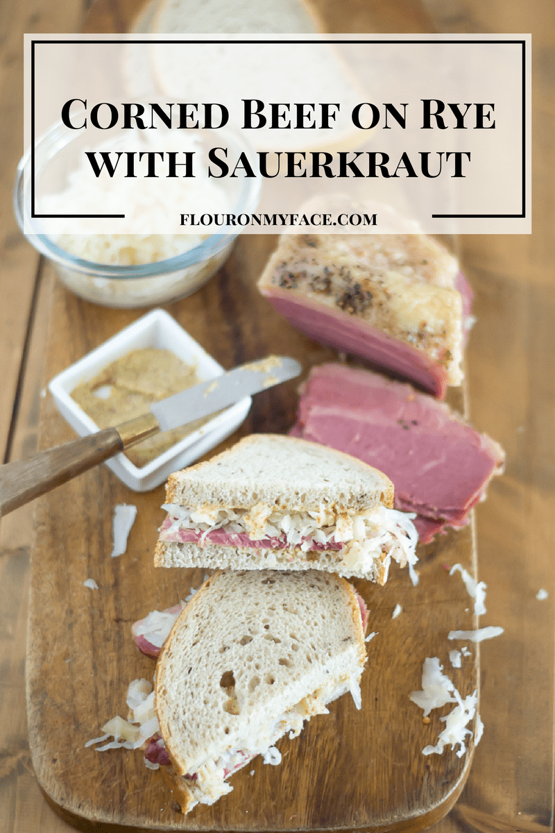 Corned Beef on Rye with Sauerkraut via flouronmyface.com