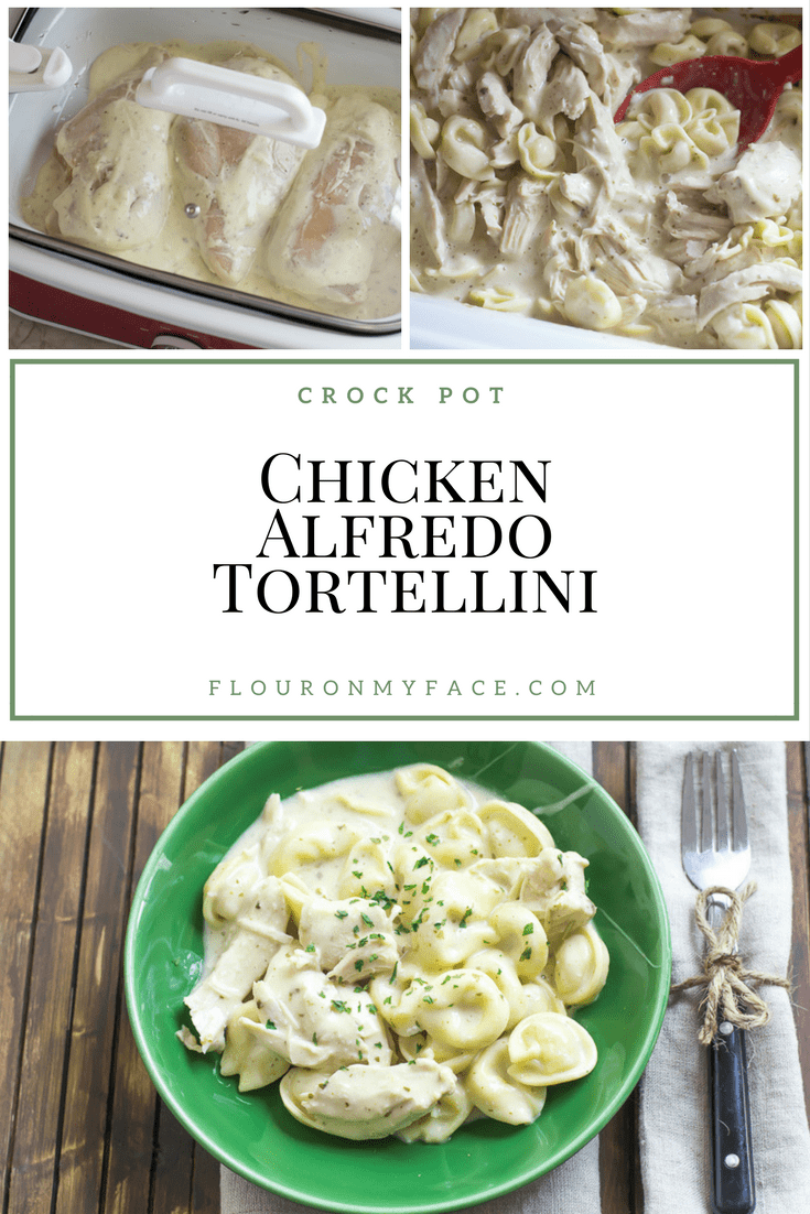 Crock Pot Creamy Chicken Alfredo Tortellini recipe is perfect for busy Mom's who don't have much time in the kitchen via flouronmyface.com