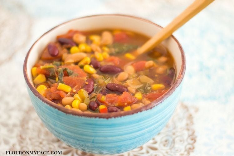 Slow cooker bean soup recipe via flouronmyface.com