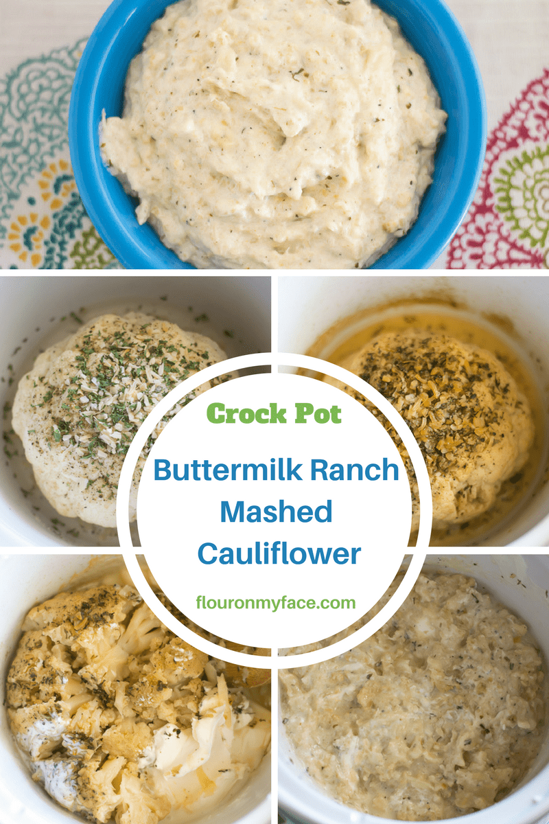 Step by step how to make crock pot buttermilk ranch mashed cauliflower recipe.