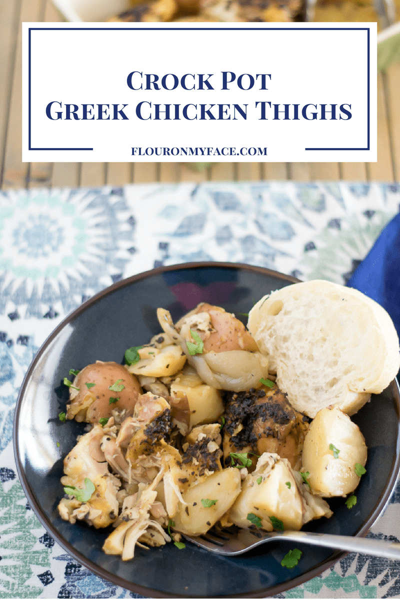 Crock Pot Greek Chicken Thighs are moist, tender and delicious. 