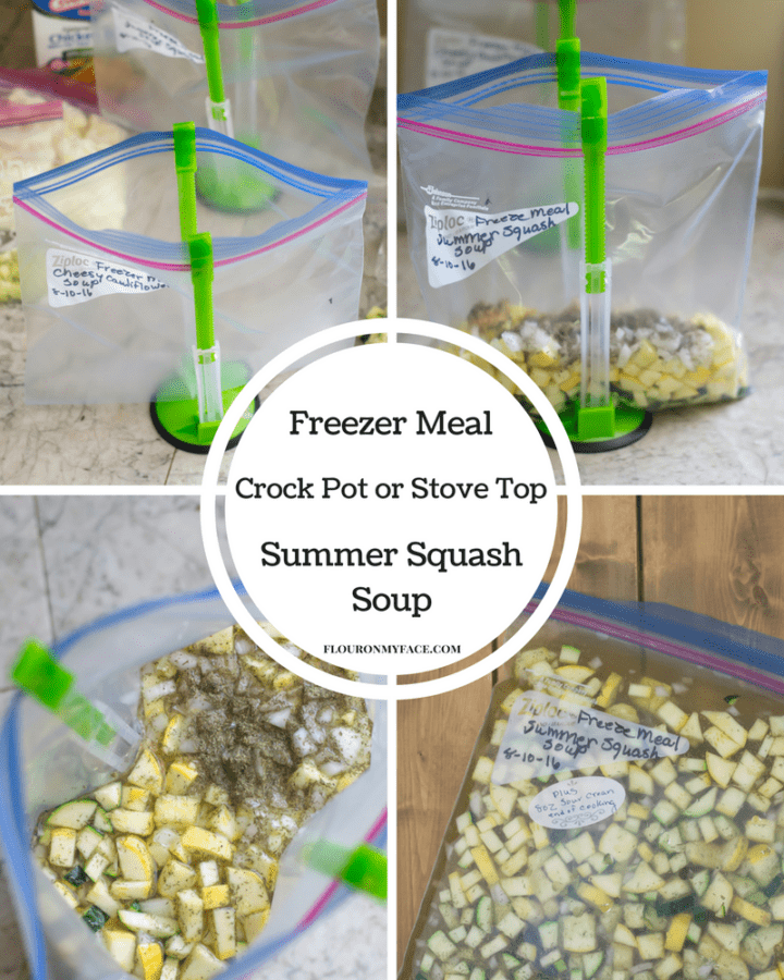 Freezer Meal Crock pot Summer Squash recipe with stove top cooking directions included