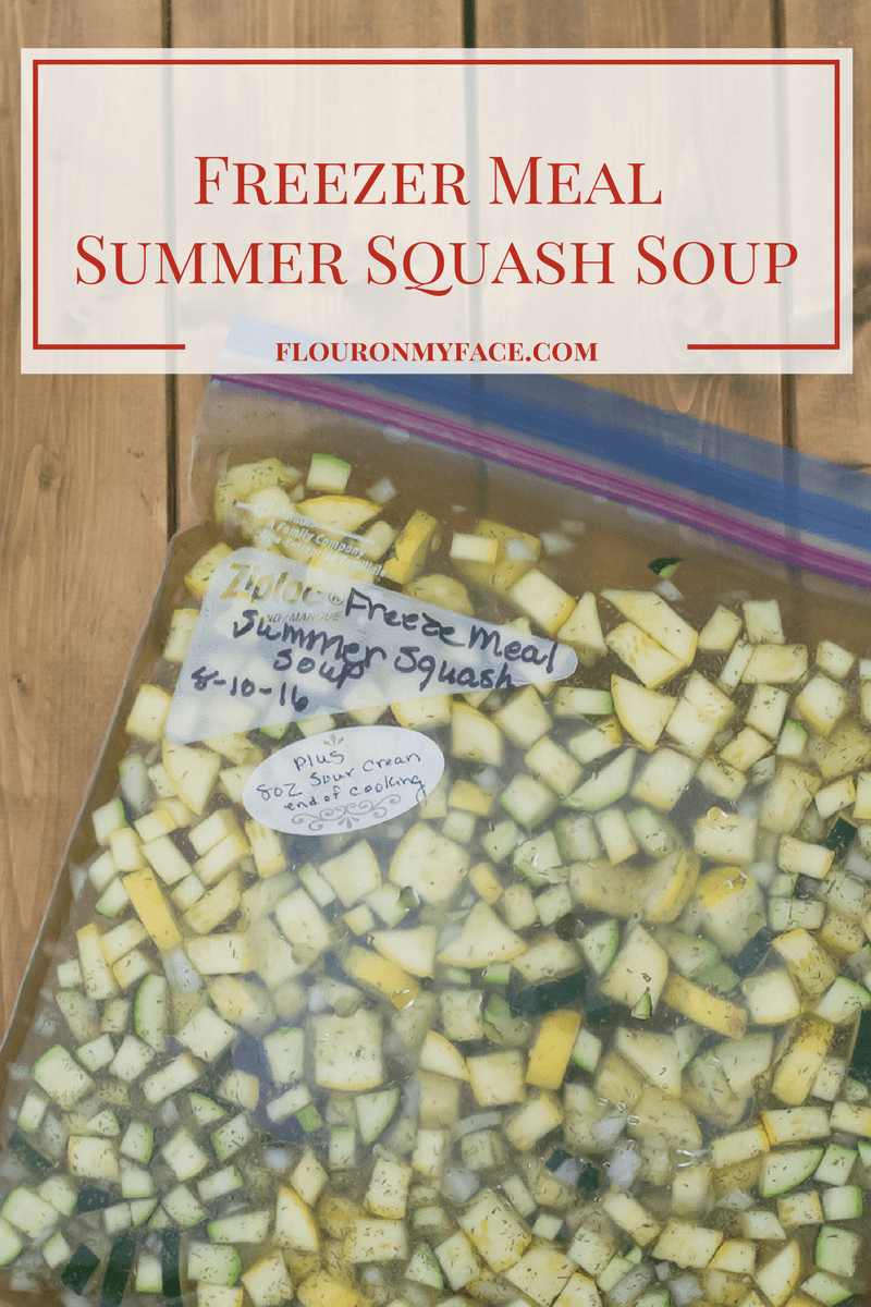 Freezer Meal Summer Squash Soup recipe with stove top and crock pot cooking direction