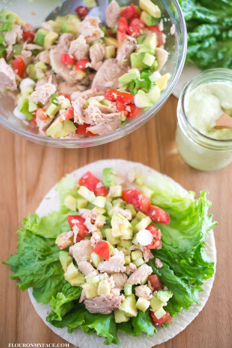 Tuna Avocado Wraps are packed full of protein and a healthy low carb lunch or dinner option.