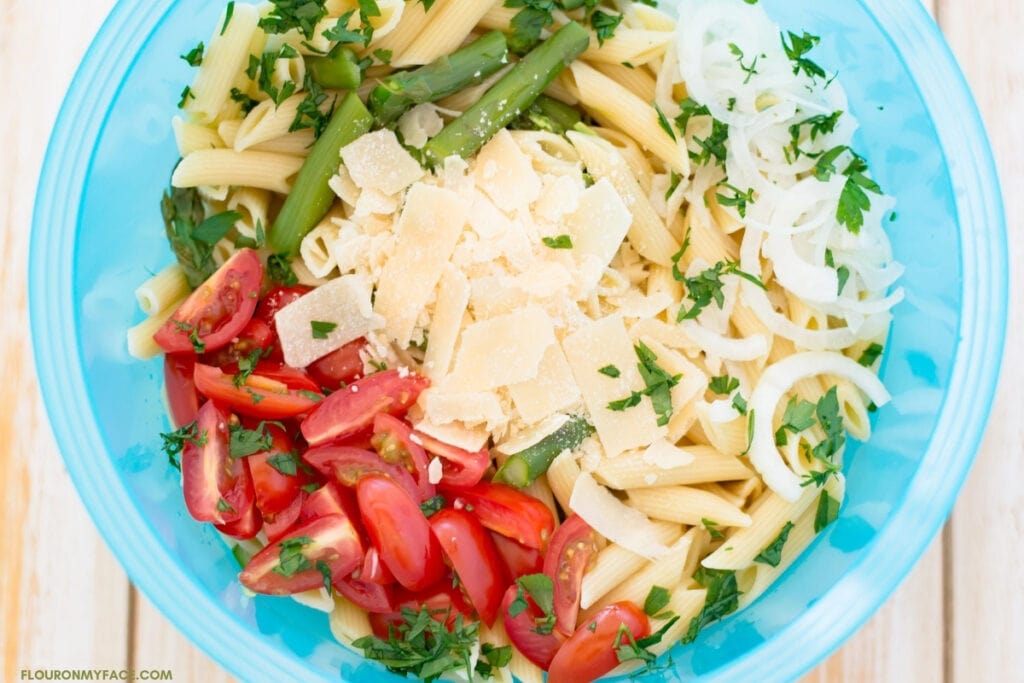 Perfect Asparagus Tomato Pasta Salad - Flour On My Face