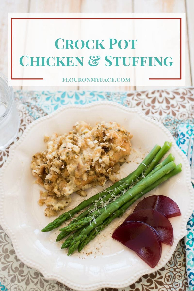 Crock Pot Chicken Stuffing Recipe via flouronmyface.com
