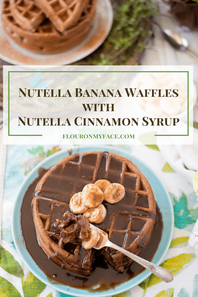 Nutella Banana Waffles with Nutella Cinnamon Syrup is the perfect recipe for Mother's Day breakfast or brunch. This special waffle recipe will show Mom just how special she is on Mother's Day via flouronmyface.com