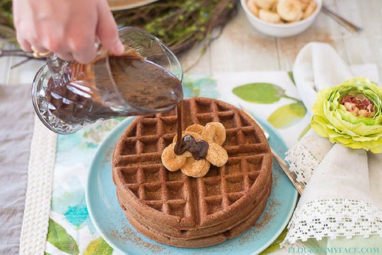 Nutella Waffles with Nutella Cinnamon Syrup recipe for Mother's Day