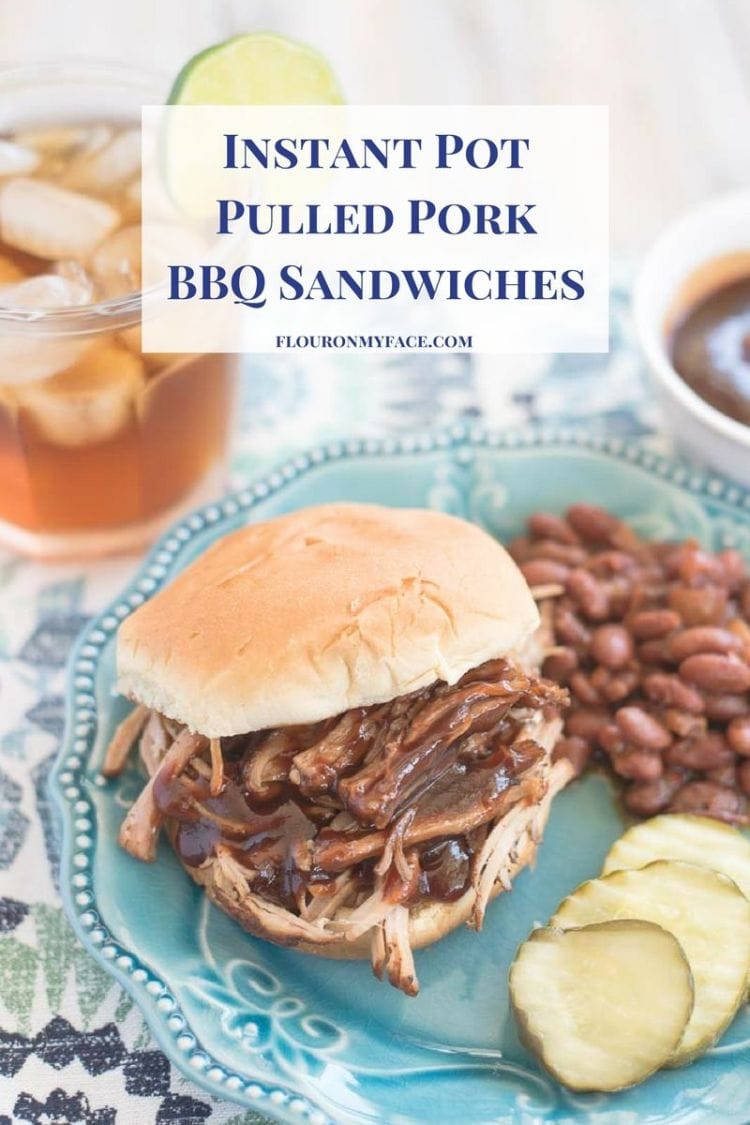 Instant Pot Pulled Pork recipe for barbecue pulled pork sandwiches via flouronmyface