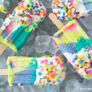 Unicorn Rainbow Ice Pops close up photo via flouronmyface.com