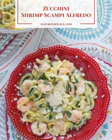 Zucchini Shrimp Scampi Alfredo recipe via flouronmyface.com