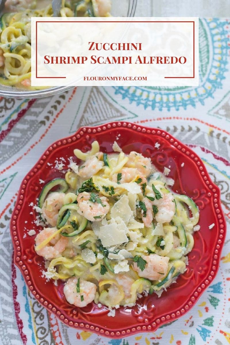 Zucchini Shrimp Scampi Alfredo recipe via flouronmyface.com