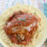 Easy Chicken Parmesan recipe made in the crock pot via flouronmyface.com