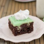 Slow cooker Pistachio Poke Cake recipe via flouronmyface.com