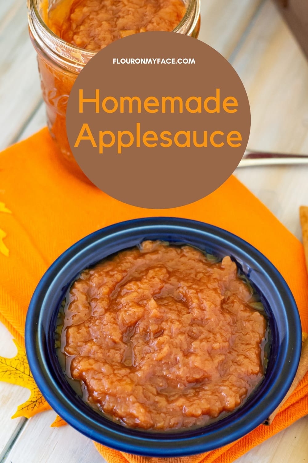 Homemade Applesauce in a blue bowl