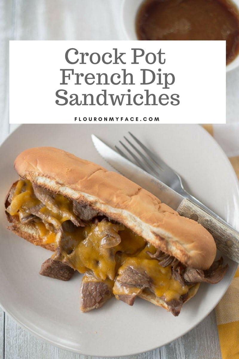 Easy 3 ingredient Crock Pot French Dip Sandwiches via flouronmyface.com