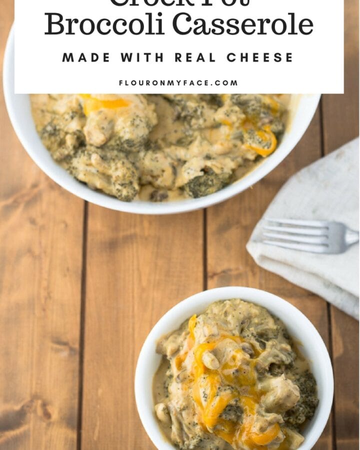 Cheesy Crock Pot Broccoli Casserole recipe made with fresh broccoli and real cheddar cheese.