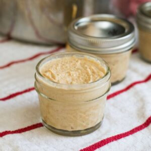 Homemade Dijon Mustard recipe in a 4 oz Ball canning jar