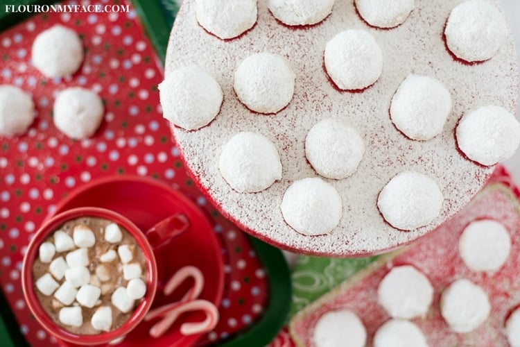 Mexican Wedding Cookies served with hot cocoa