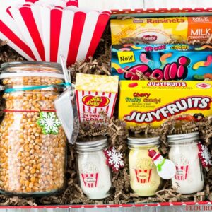 Movie Night Gift Box ideas for Gifts in a Jar that are family friends and an easy Secret Santa Gift anyone cane easily make.
