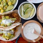 Creamy Jalapeno Sauce served with Instant Pot Chicken Tacos and Mango Guacamole