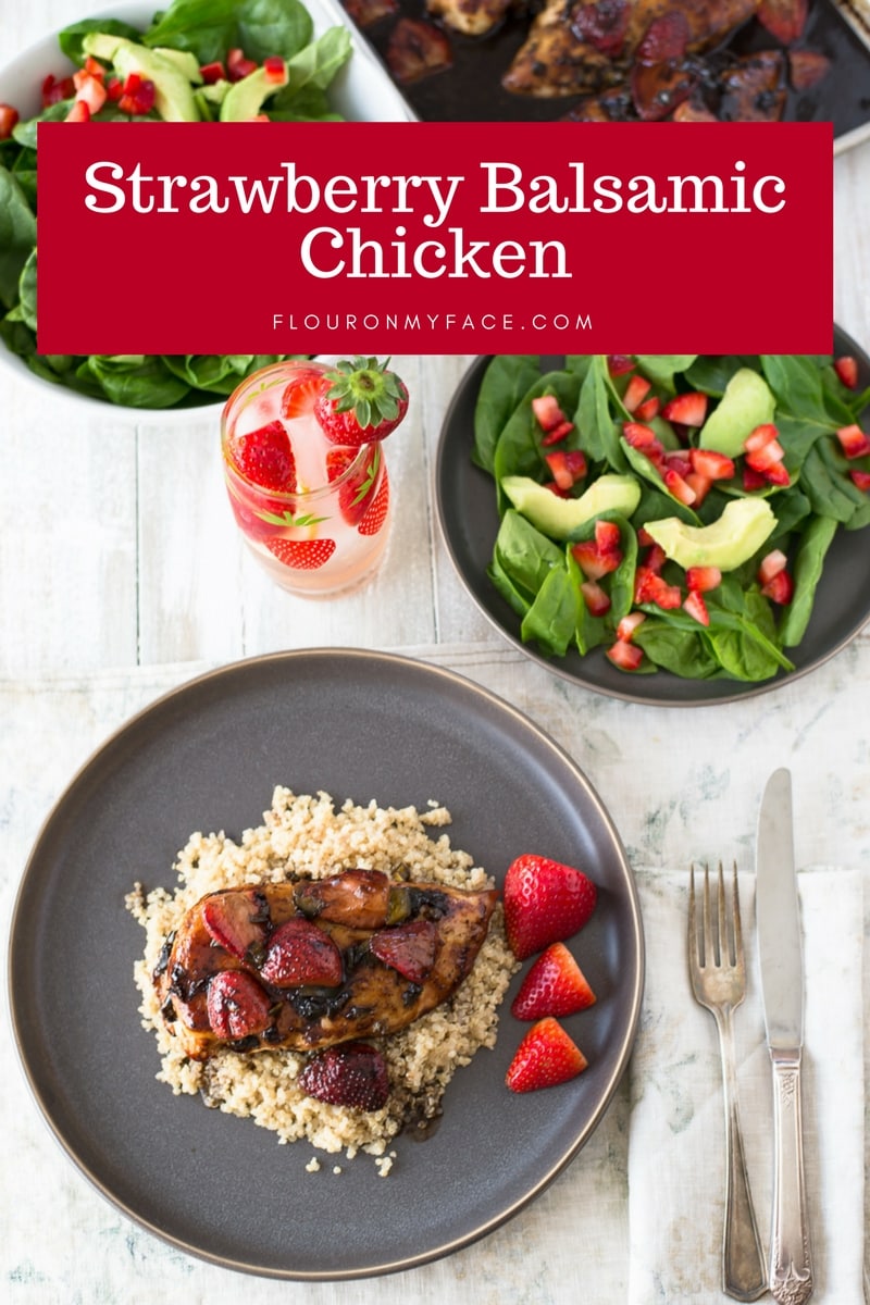 A bowl of Spinach and Strawberry Salad with Balsamic Vinaigrette 