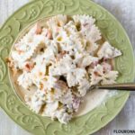 A serving of creamy Pea and Pasta Salad recipe
