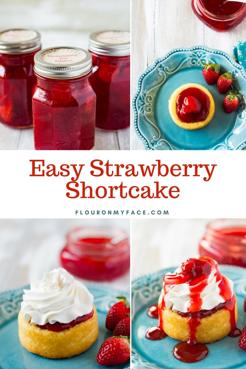 Strawberry Shortcake made with homemade strawberry pie filling
