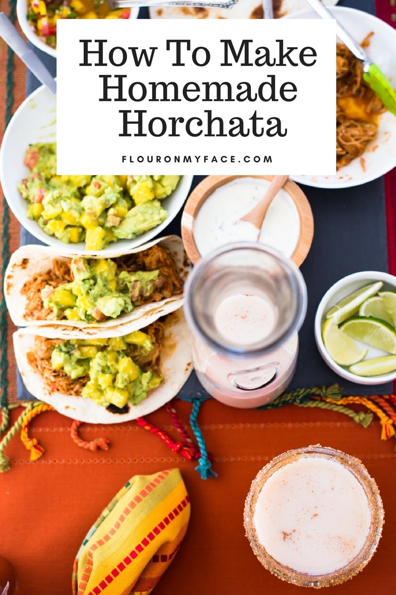 Homemade Horchata served with Mexican food