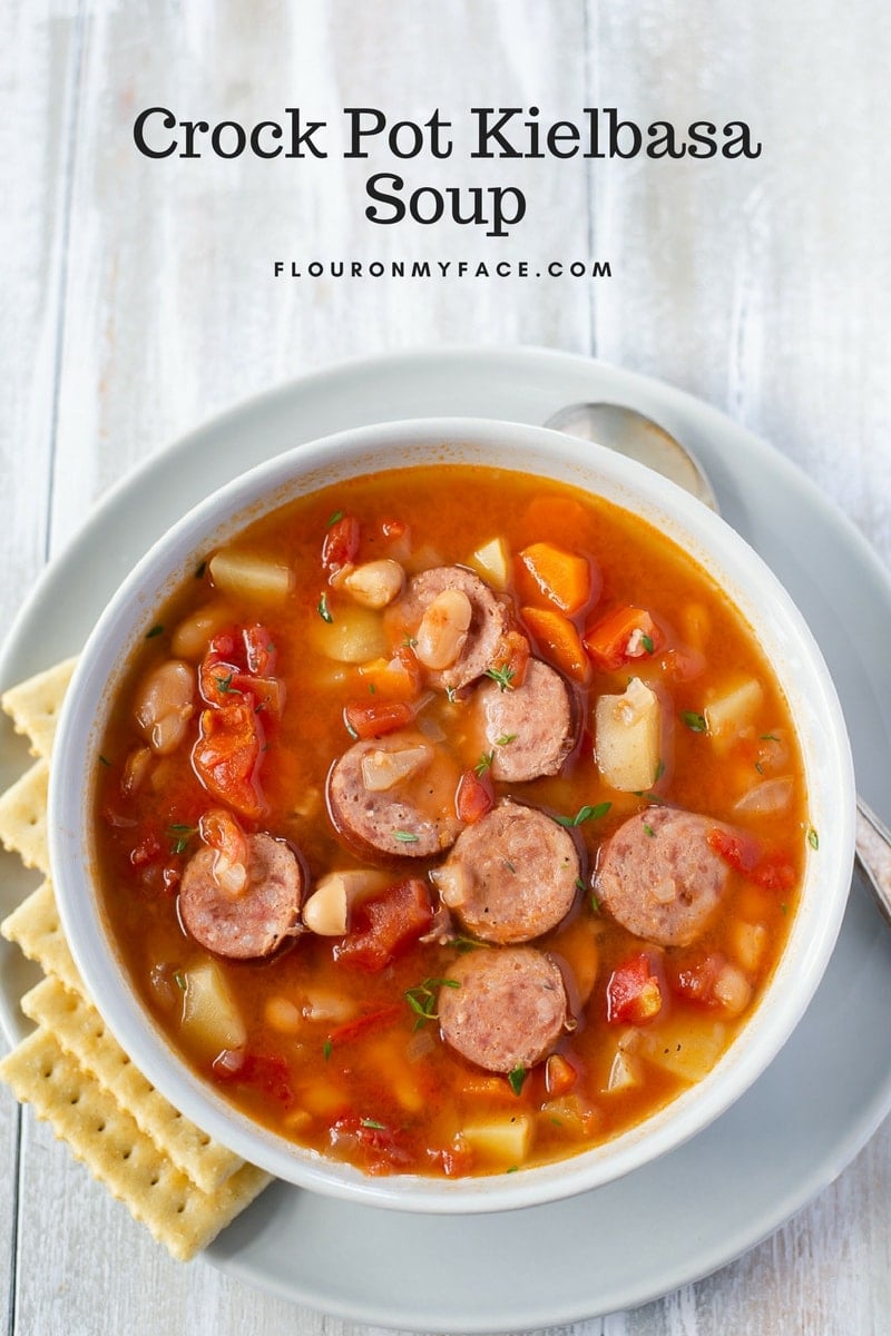 Crock Pot Kielbasa Soup by Flour On My Face - WEEKEND POT:LUCK 504