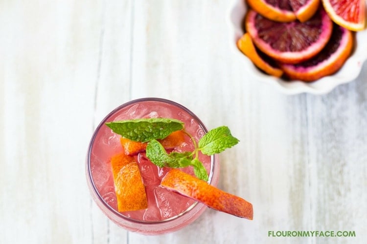 Blood Orange Smash Cocktail recipe using fresh blood oranges, fresh sweet mint from the garden and Triple Sec